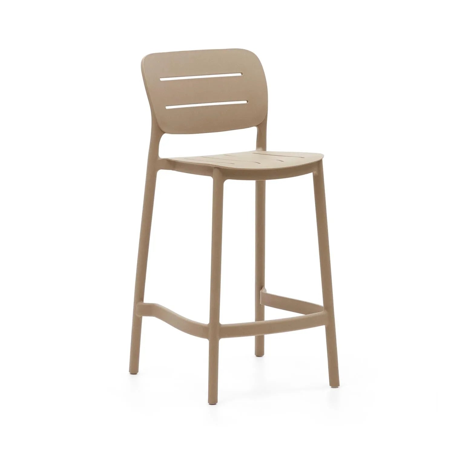 3D-Modell: Eleganter, UV-beständiger Morella Outdoor-Hocker, Beige, 65 cm, recycelbares Polypropylen.