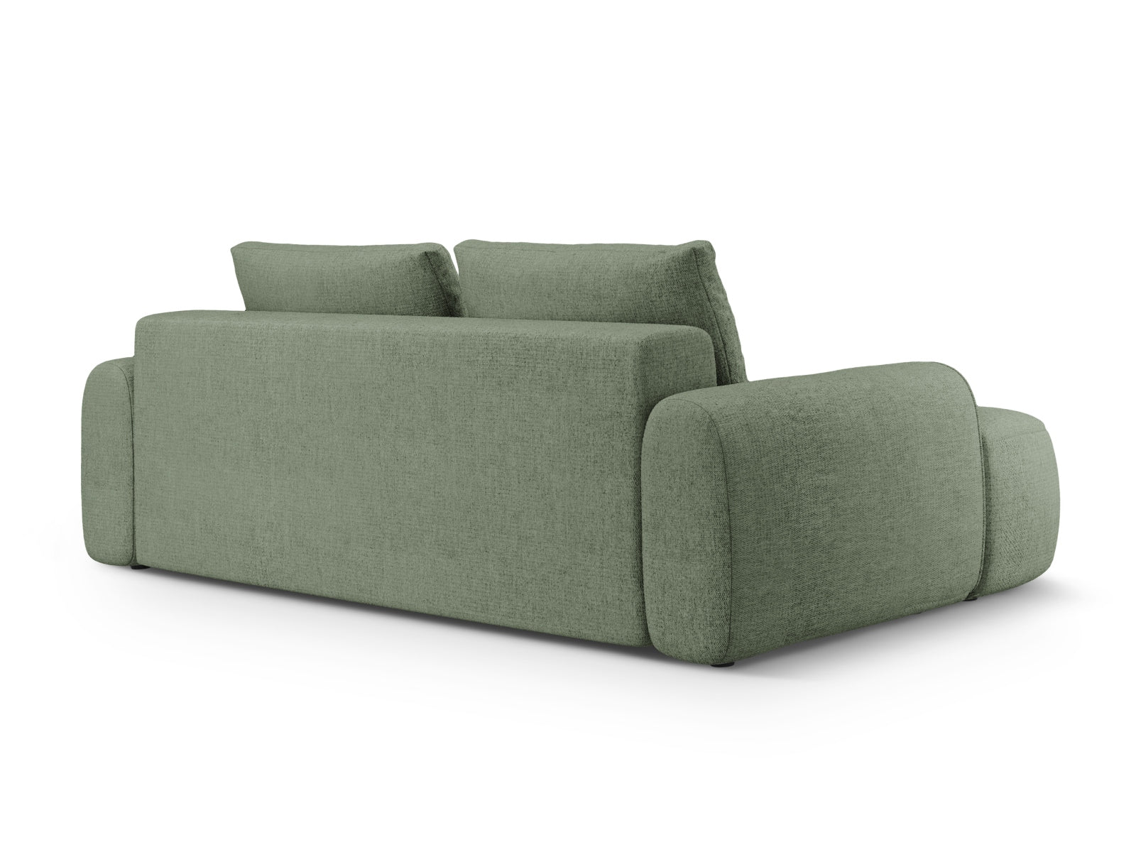 Modernes Linz Sofa in Dunkeloliv, 4-Sitzer mit praktischer Schlaffunktion und Stauraum, perfekt für stilvolle Wohnräume.