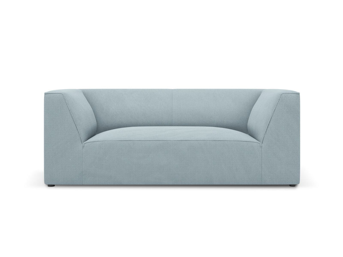 2-Sitzer Sofa Siena in Light Beige-Scala mit strukturiertem Cordstoff, Massivholzrahmen und schwarzen Kunststoffbeinen, urbanes Design.
