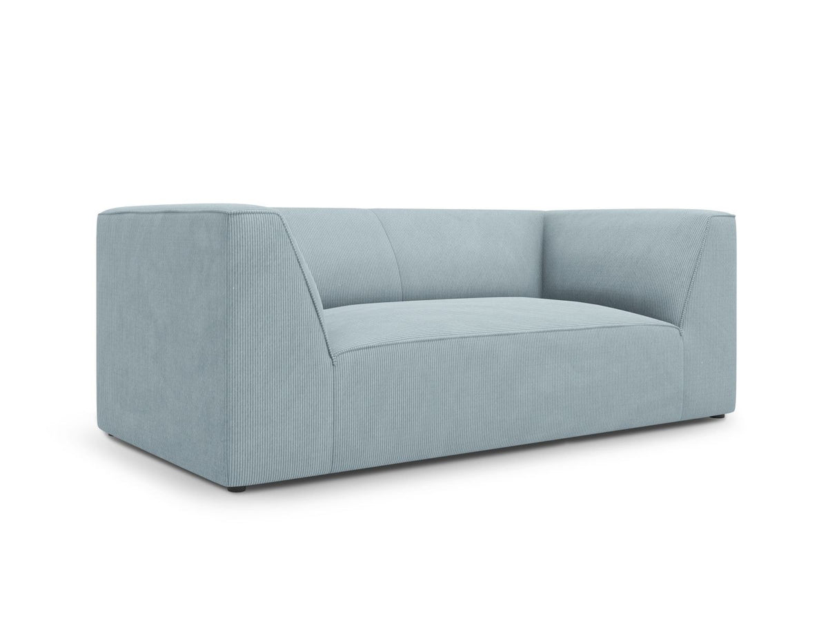 2-Sitzer Sofa Siena in Light Beige-Scala mit strukturiertem Cordstoff, Massivholzrahmen und schwarzen Kunststoffbeinen, urbanes Design.
