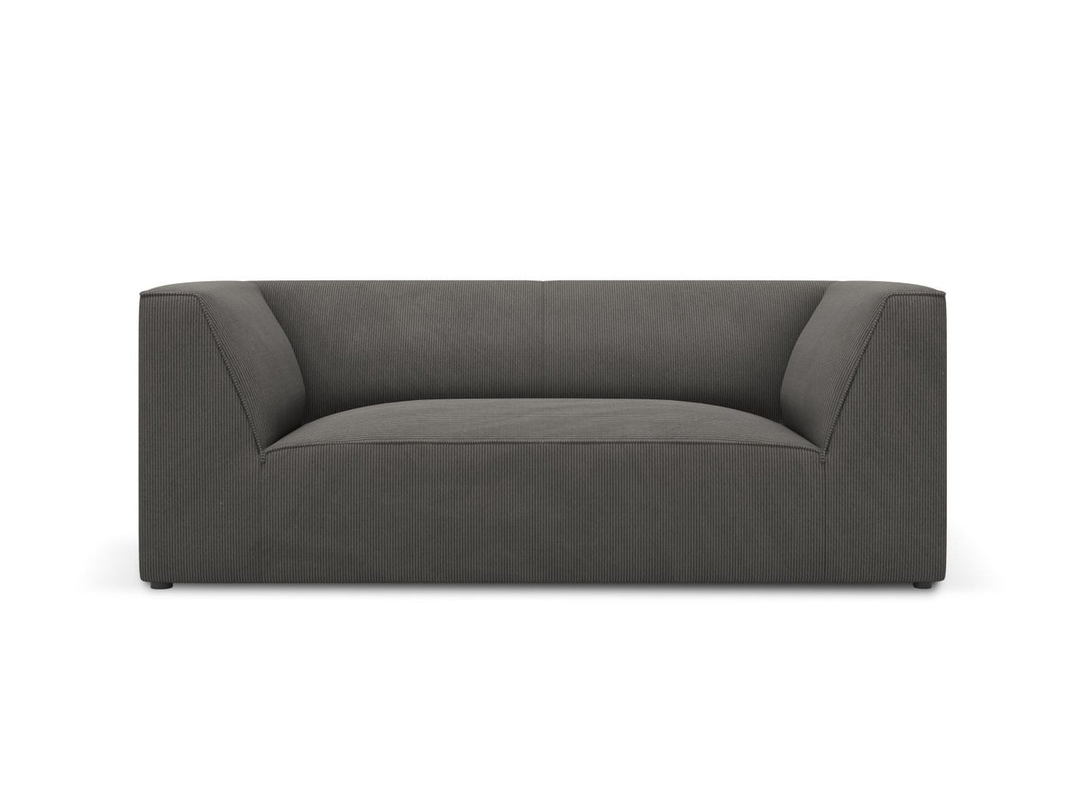 2-Sitzer Sofa Siena in Light Beige-Scala mit strukturiertem Cordstoff, Massivholzrahmen und schwarzen Kunststoffbeinen, urbanes Design.
