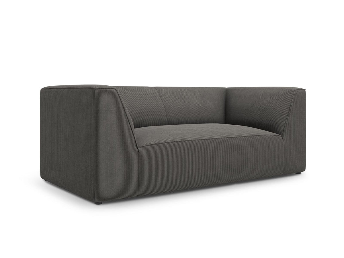 2-Sitzer Sofa Siena in Light Beige-Scala mit strukturiertem Cordstoff, Massivholzrahmen und schwarzen Kunststoffbeinen, urbanes Design.