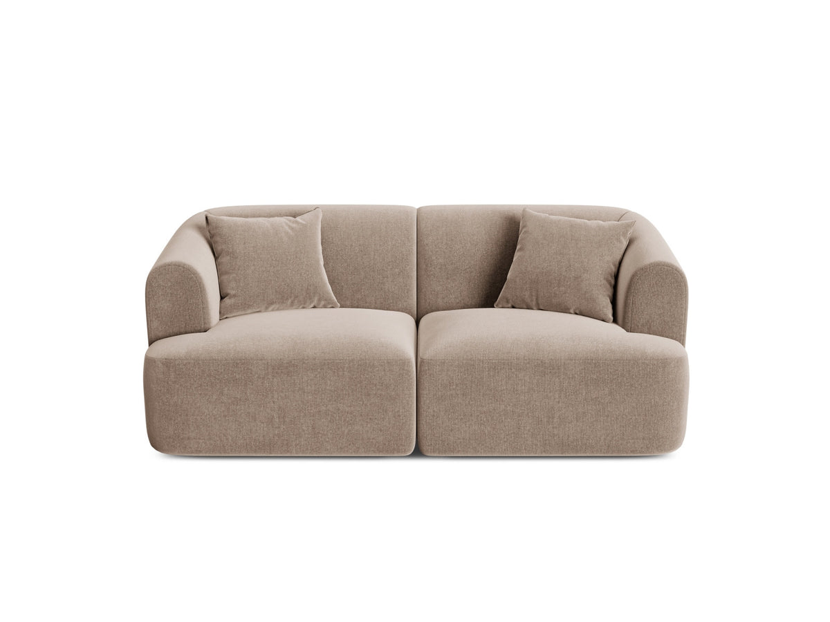 2-Sitzer Modular Sofa Campi mit Stoffbezug, weichen Polstern und schwarzen Kunststoffbeinen