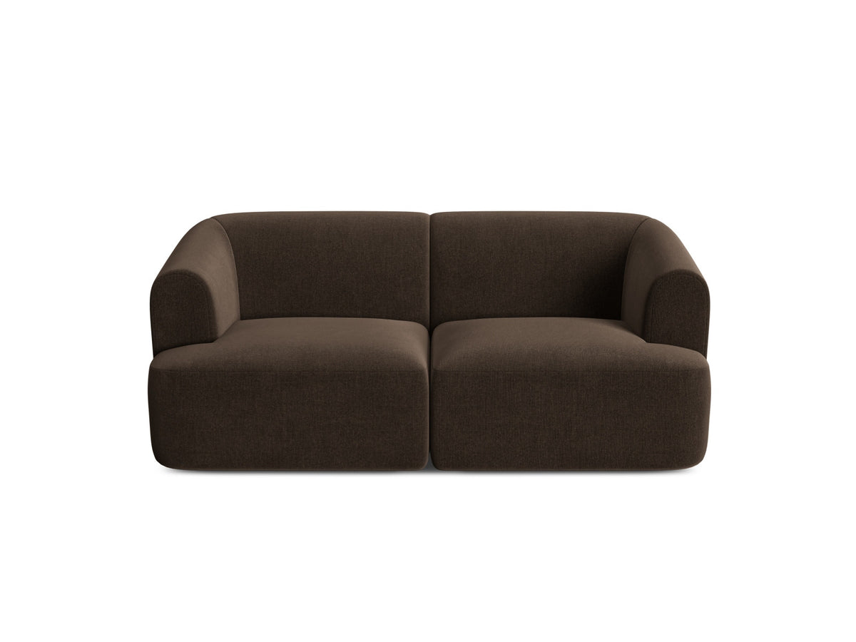 2-Sitzer Modular Sofa Campi mit Stoffbezug, weichen Polstern und schwarzen Kunststoffbeinen