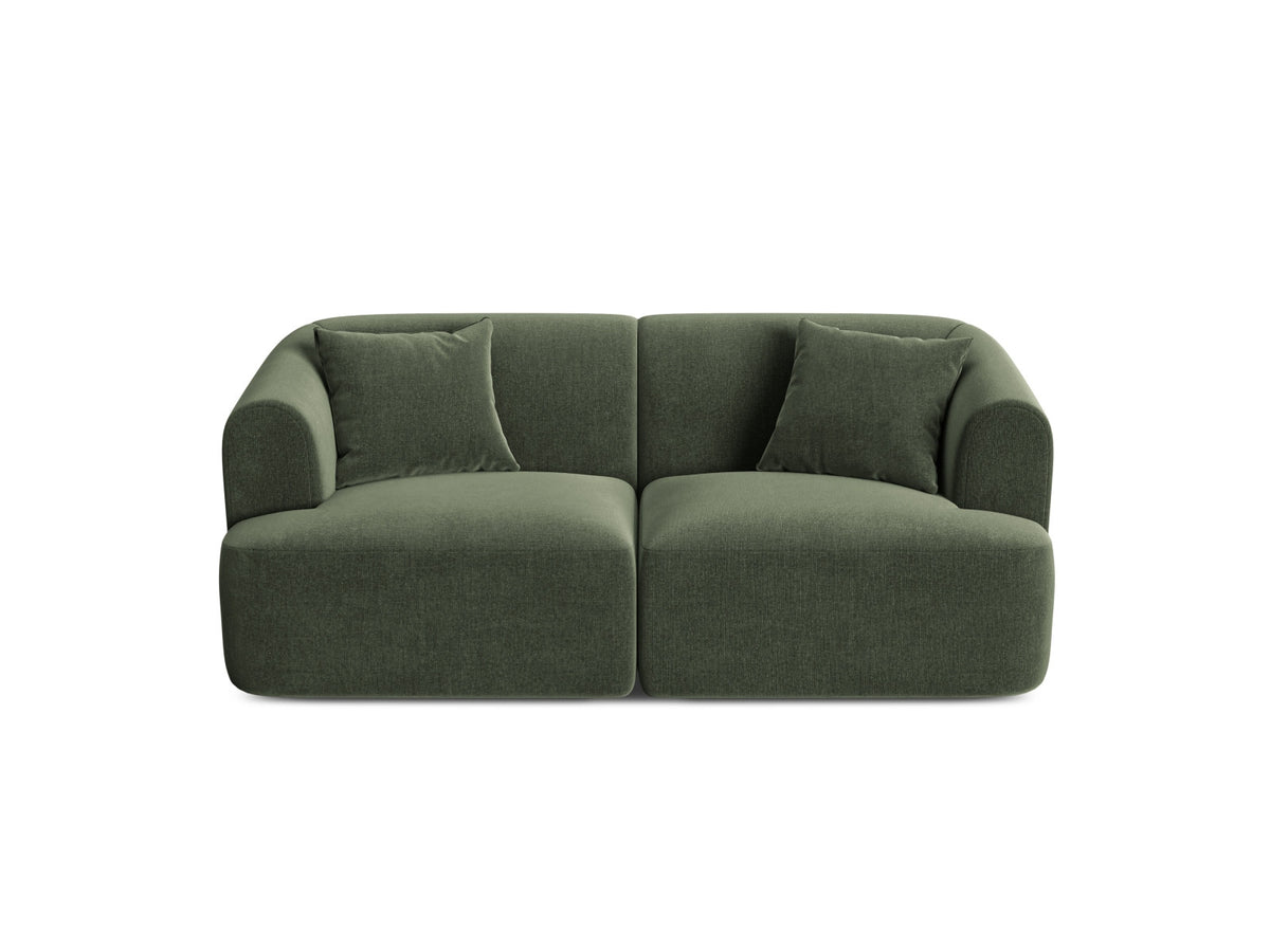2-Sitzer Modular Sofa Campi mit Stoffbezug, weichen Polstern und schwarzen Kunststoffbeinen