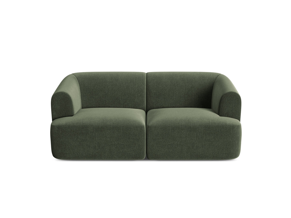 2-Sitzer Modular Sofa Campi mit Stoffbezug, weichen Polstern und schwarzen Kunststoffbeinen