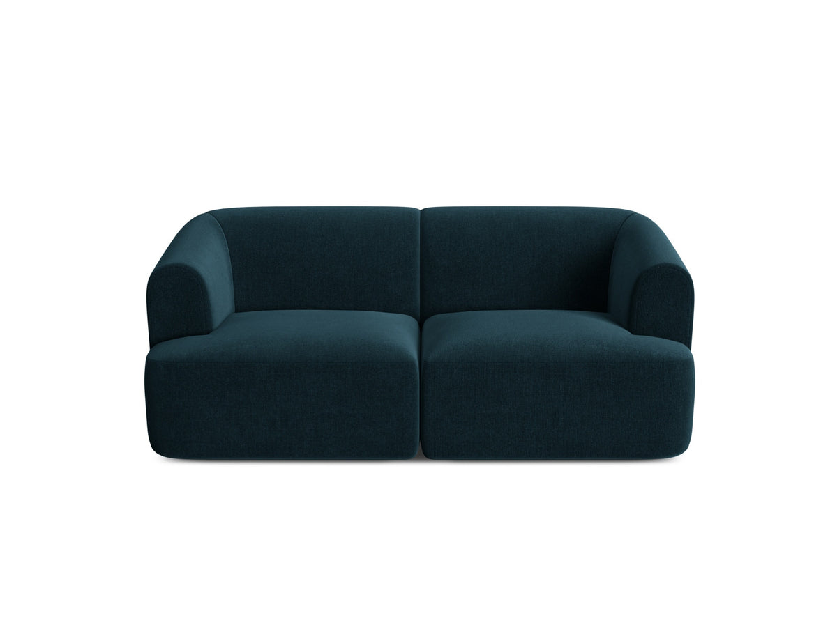 2-Sitzer Modular Sofa Campi mit Stoffbezug, weichen Polstern und schwarzen Kunststoffbeinen