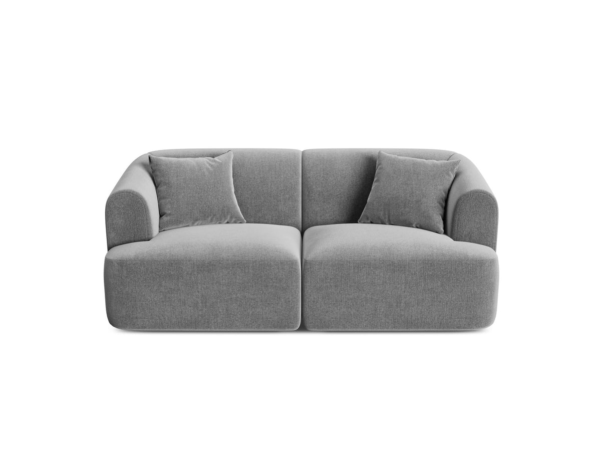 2-Sitzer Modular Sofa Campi mit Stoffbezug, weichen Polstern und schwarzen Kunststoffbeinen