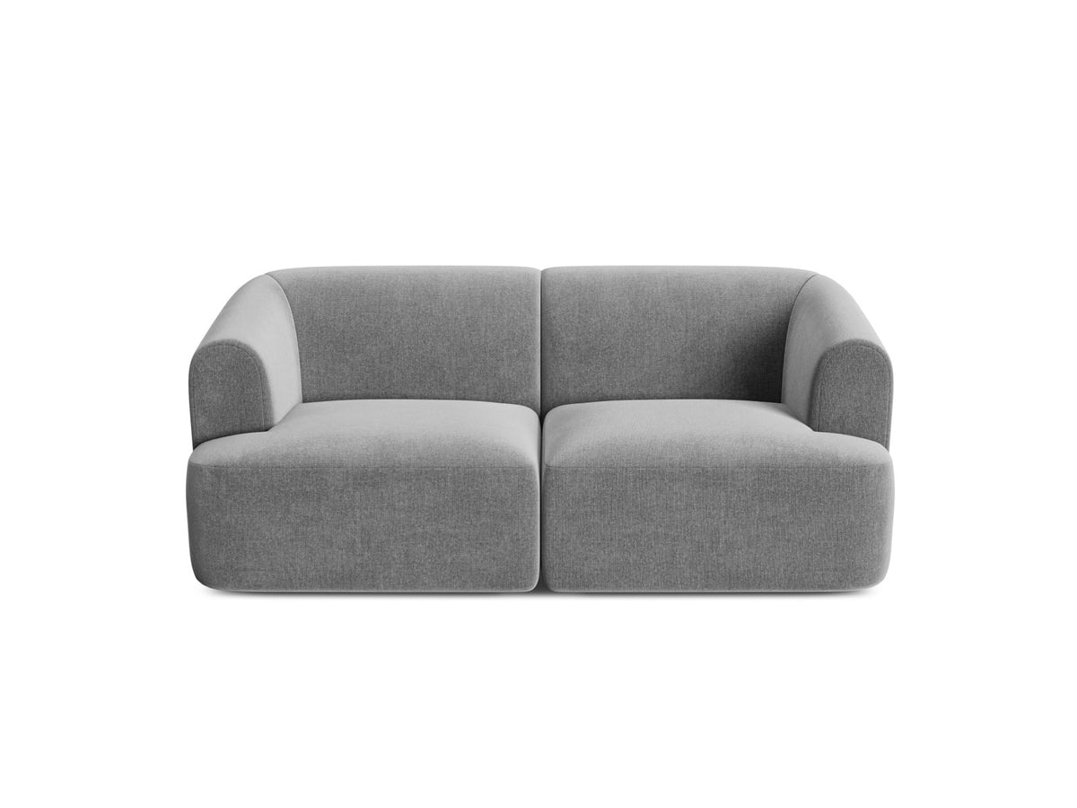 2-Sitzer Modular Sofa Campi mit Stoffbezug, weichen Polstern und schwarzen Kunststoffbeinen