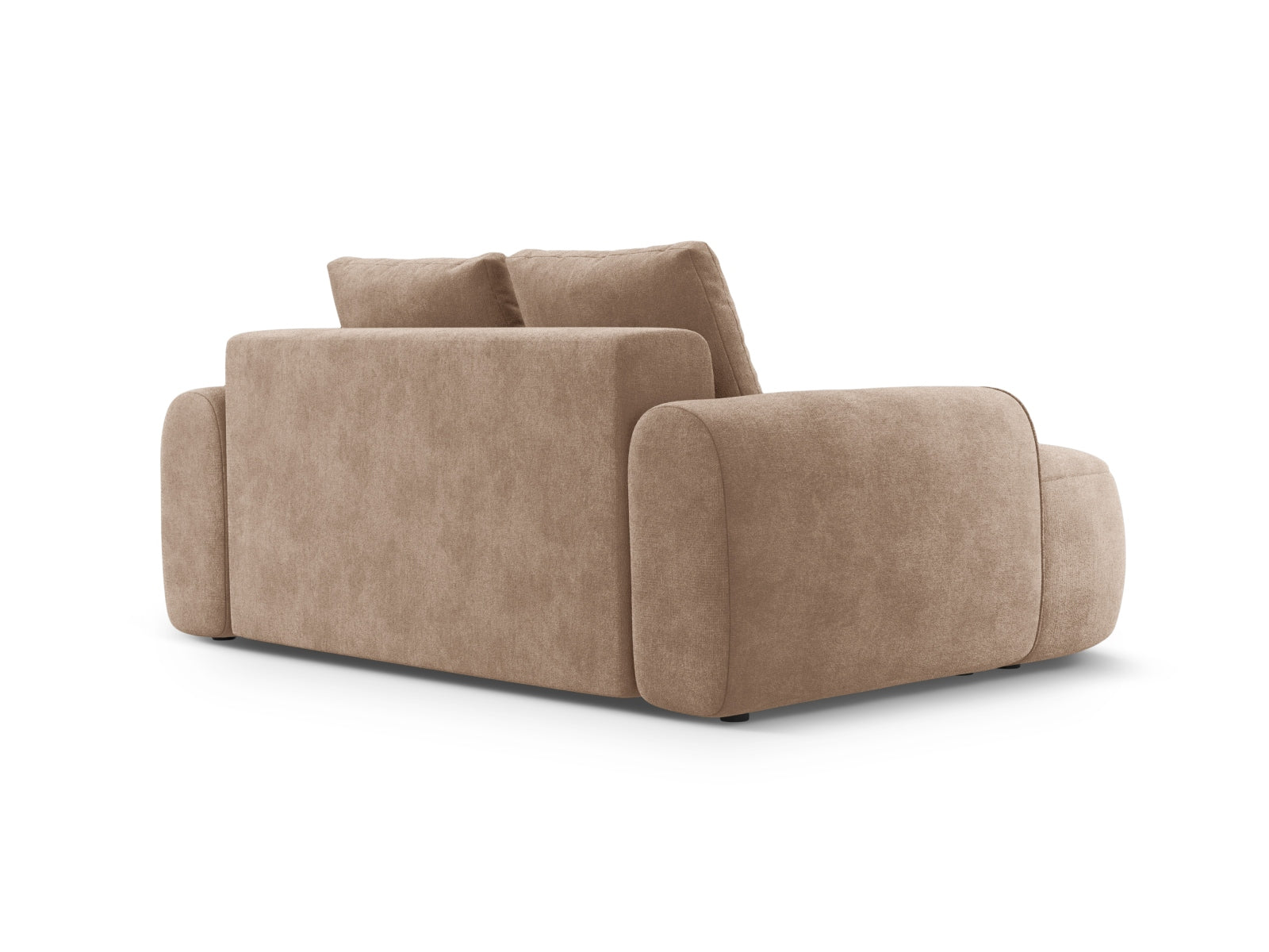 Elegantes Linz Velour Sofa in sanftem Dunkelbeige, ideal für gemütliche Zweisitzer-Lösungen in stilvollen Wohnbereichen.