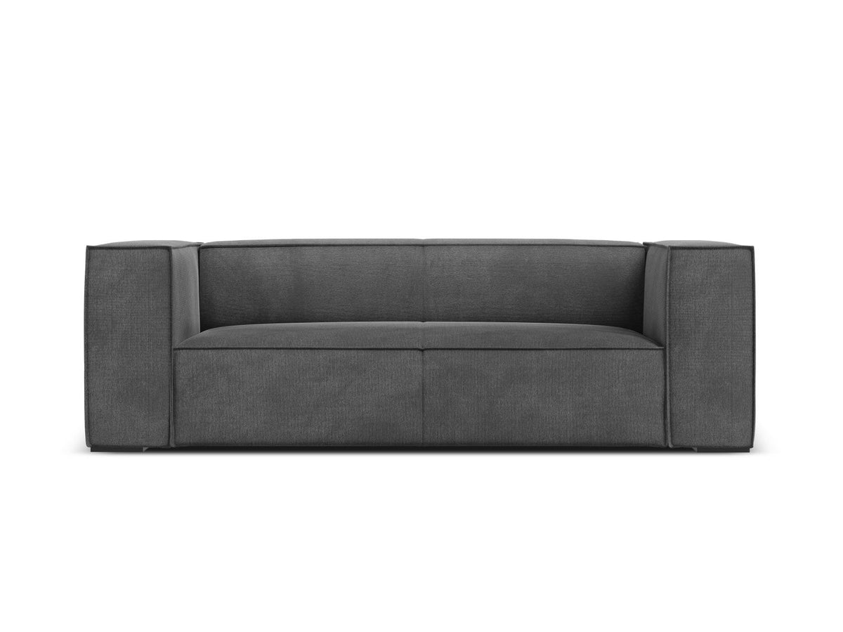Zweisitzer-Sofa Turin von Cosmopolitan Design, Bezug in Light Beige-Rosario Chenille-Optik, Beine aus schwarzem Buchenholz, klare Linienführung.