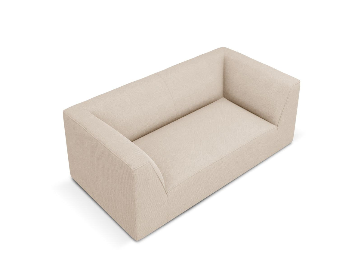 2-Sitzer Sofa Siena in Light Beige-Scala mit strukturiertem Cordstoff, Massivholzrahmen und schwarzen Kunststoffbeinen, urbanes Design.