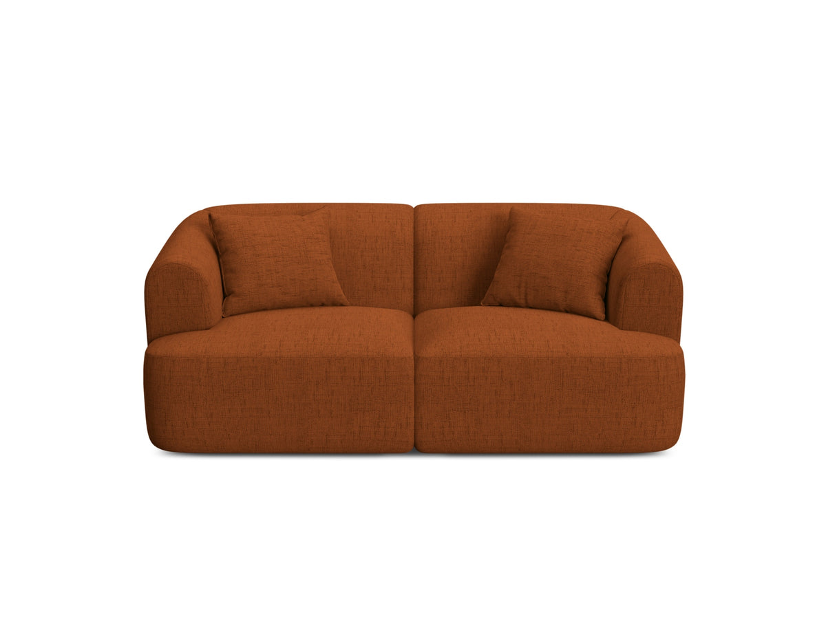 2-Sitzer Modular Sofa Campi mit Stoffbezug, weichen Polstern und schwarzen Kunststoffbeinen