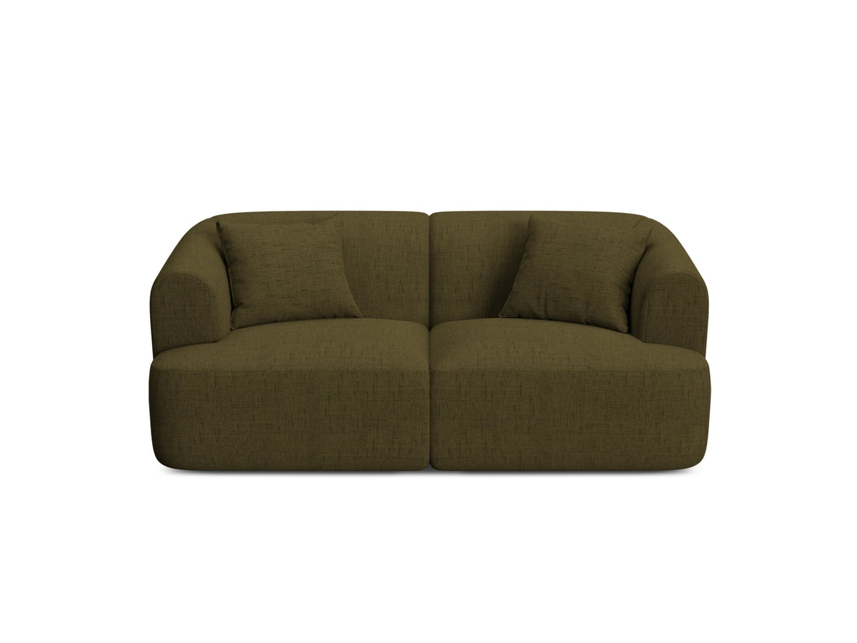 2-Sitzer Modular Sofa Campi mit Stoffbezug, weichen Polstern und schwarzen Kunststoffbeinen