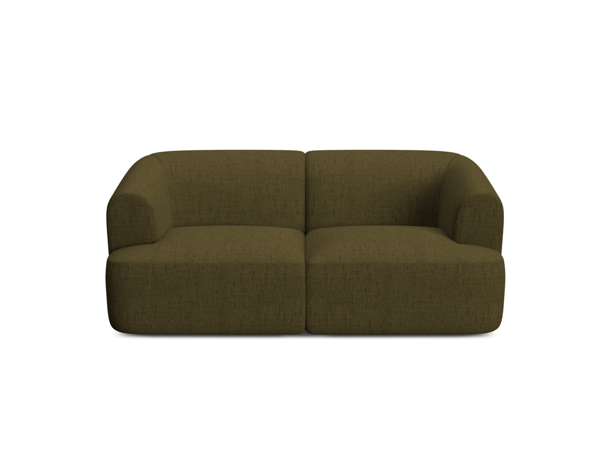 2-Sitzer Modular Sofa Campi mit Stoffbezug, weichen Polstern und schwarzen Kunststoffbeinen