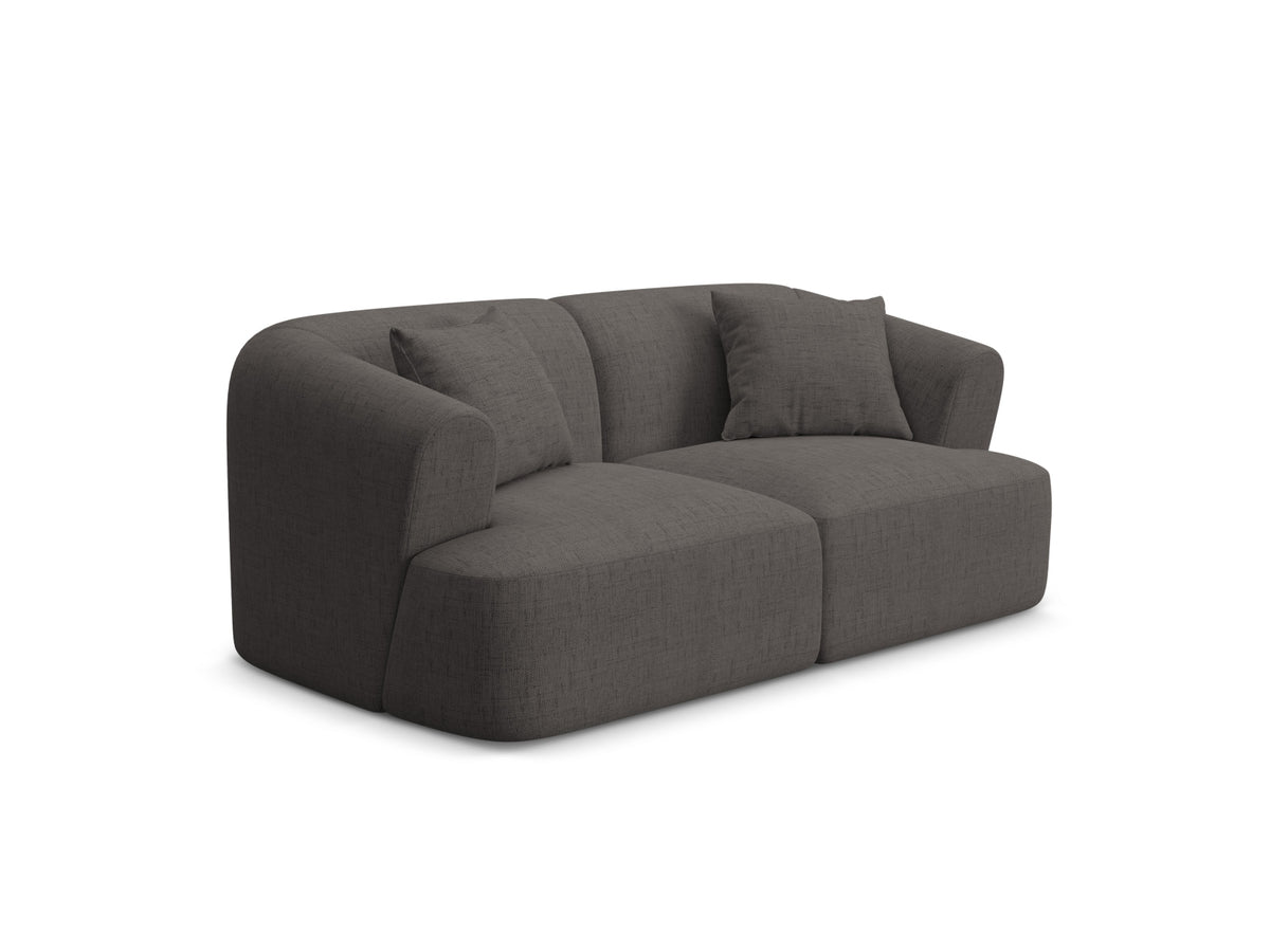 2-Sitzer Modular Sofa Campi mit Stoffbezug, weichen Polstern und schwarzen Kunststoffbeinen