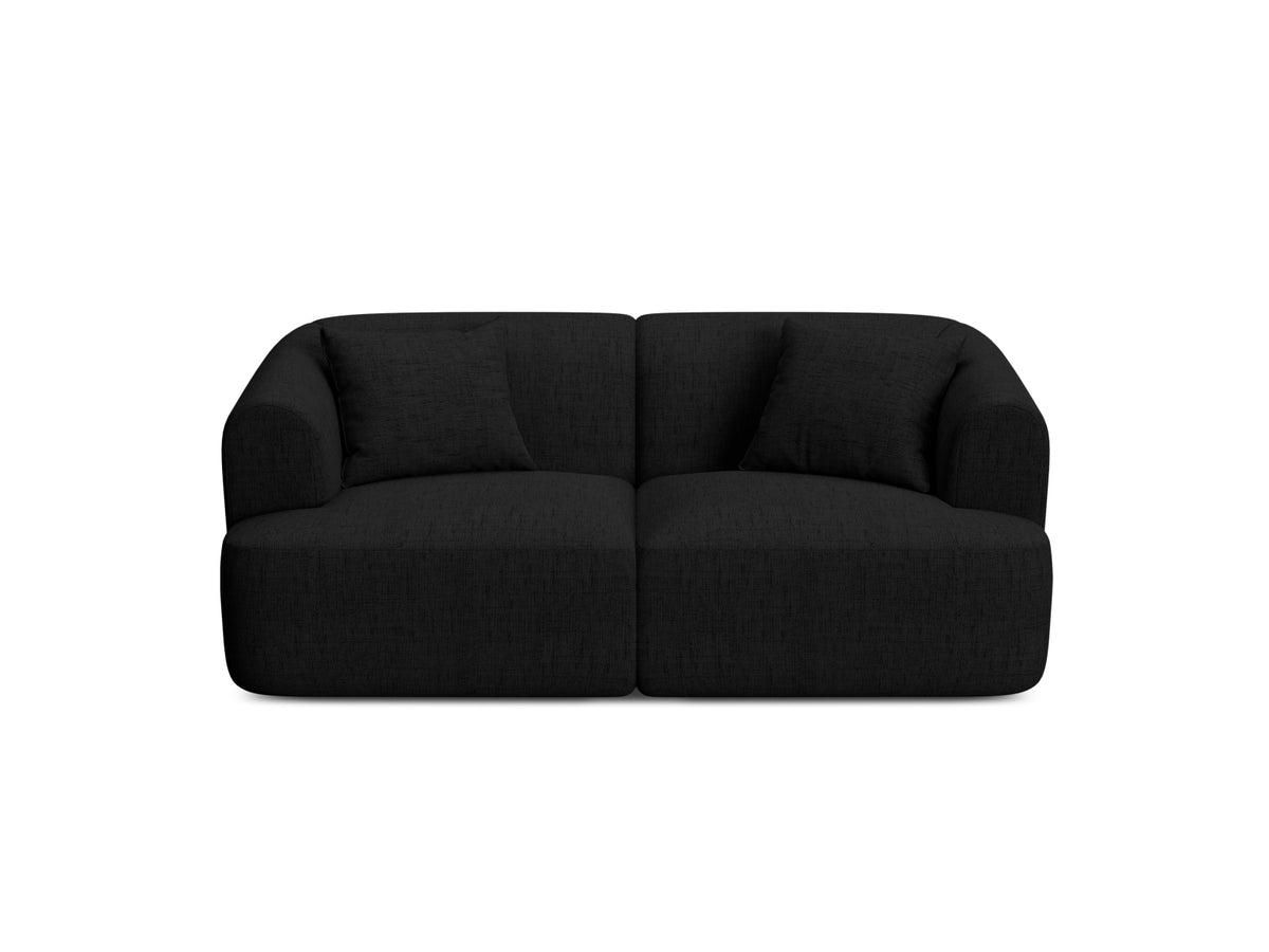 2-Sitzer Modular Sofa Campi mit Stoffbezug, weichen Polstern und schwarzen Kunststoffbeinen