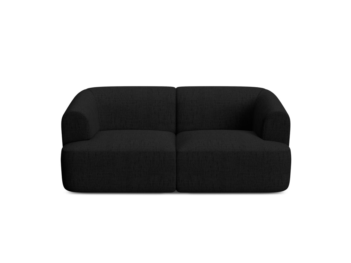 2-Sitzer Modular Sofa Campi mit Stoffbezug, weichen Polstern und schwarzen Kunststoffbeinen