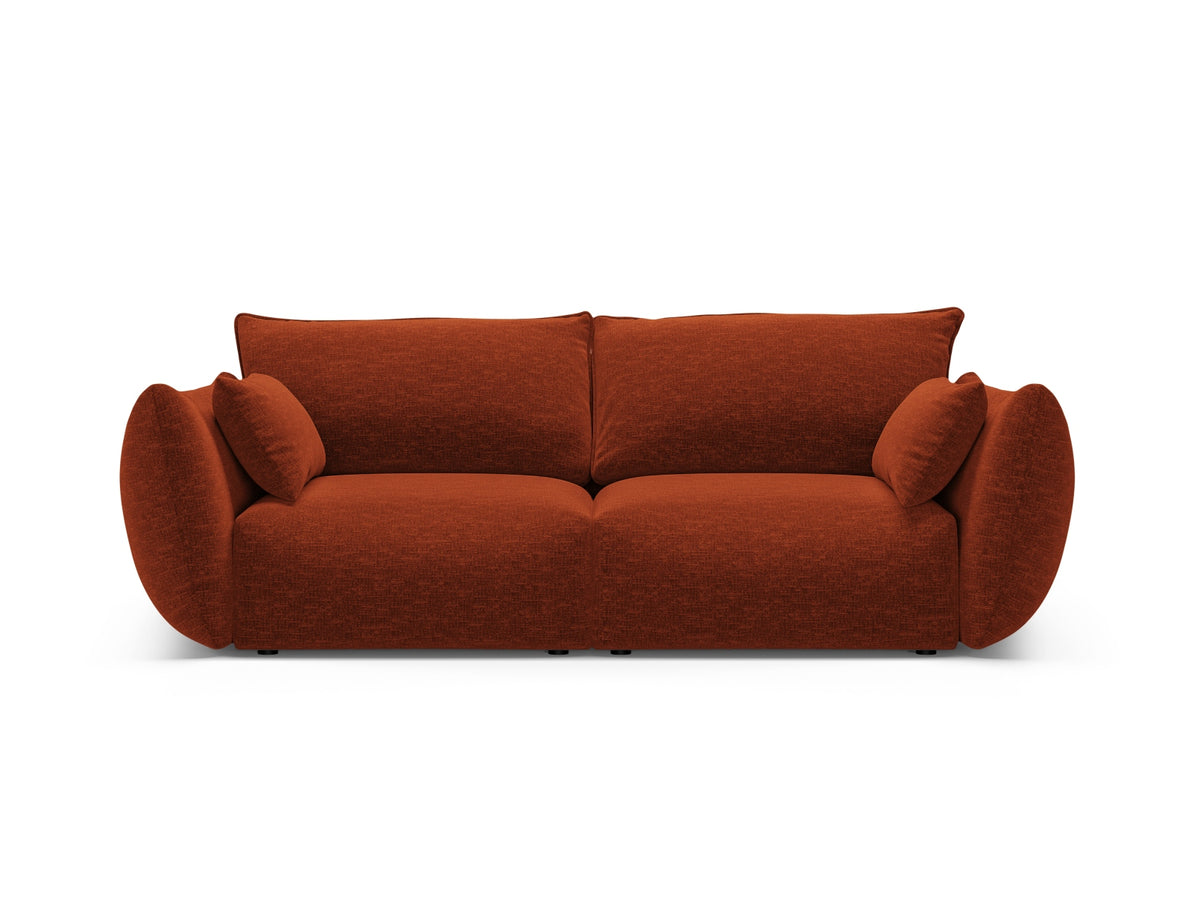 Zweisitzer Sofa Matera mit Stoffbezug, Holzrahmen und niedrigen schwarzen Beinen