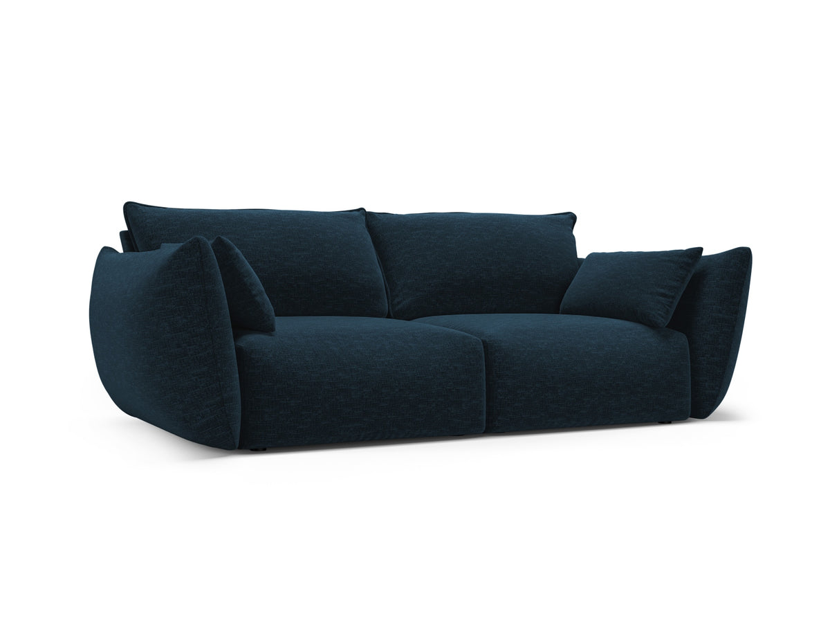 Zweisitzer Sofa Matera mit Stoffbezug, Holzrahmen und niedrigen schwarzen Beinen