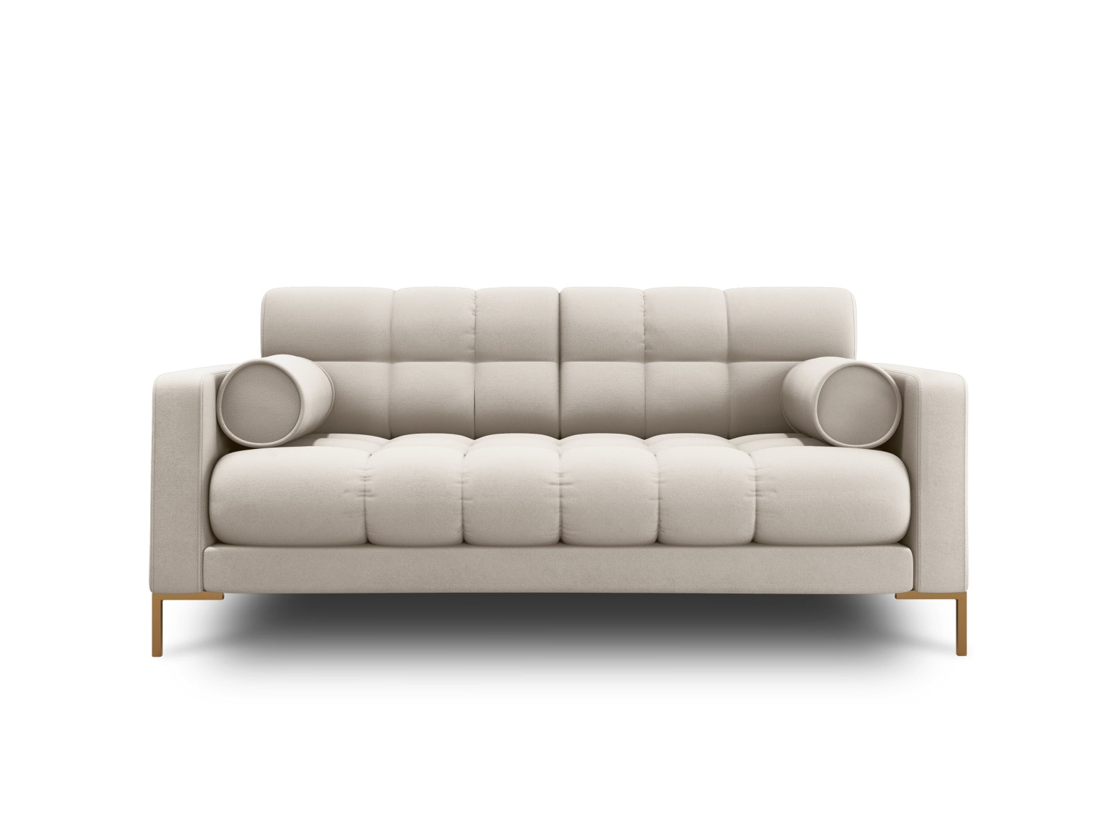 Modernes 2-Sitzer Sofa Bali in strahlendem Gelb-Bluvel, ideal für stilvolle Wohnräume und entspannte Stunden zu zweit.