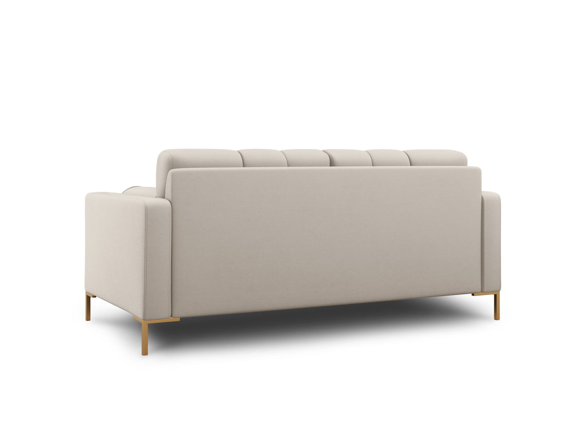 Zweisitziges Sofa Bali mit Stoffbezug, Dekokissen und schlanken Metallbeinen