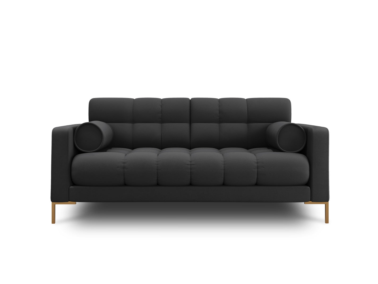 Modernes 2-Sitzer Sofa Bali in strahlendem Gelb-Bluvel, ideal für stilvolle Wohnräume und entspannte Stunden zu zweit.