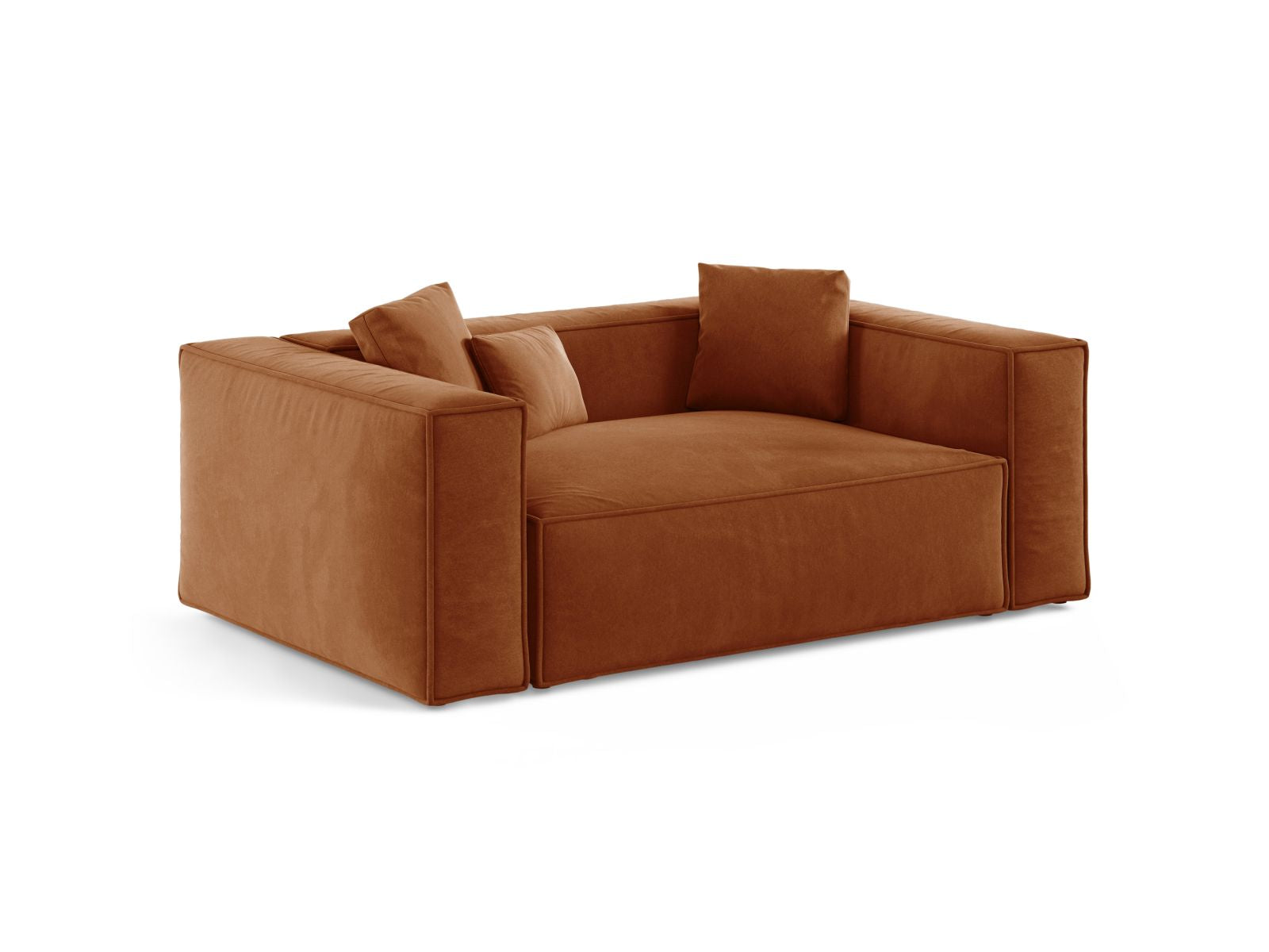 Elegantes 2-Sitzer Sofa Aveiro in warmem Terracotta, ideal für stilvolle Wohnräume, erhältlich bei KAQTU Design AG.