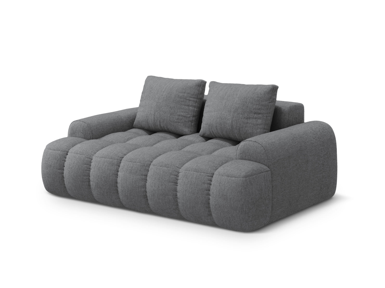 Stylisches Linz 2-Sitzer Sofa in zeitlosem Grau, perfekt für jedes moderne Zuhause, entworfen von Cosmopolitan Design.