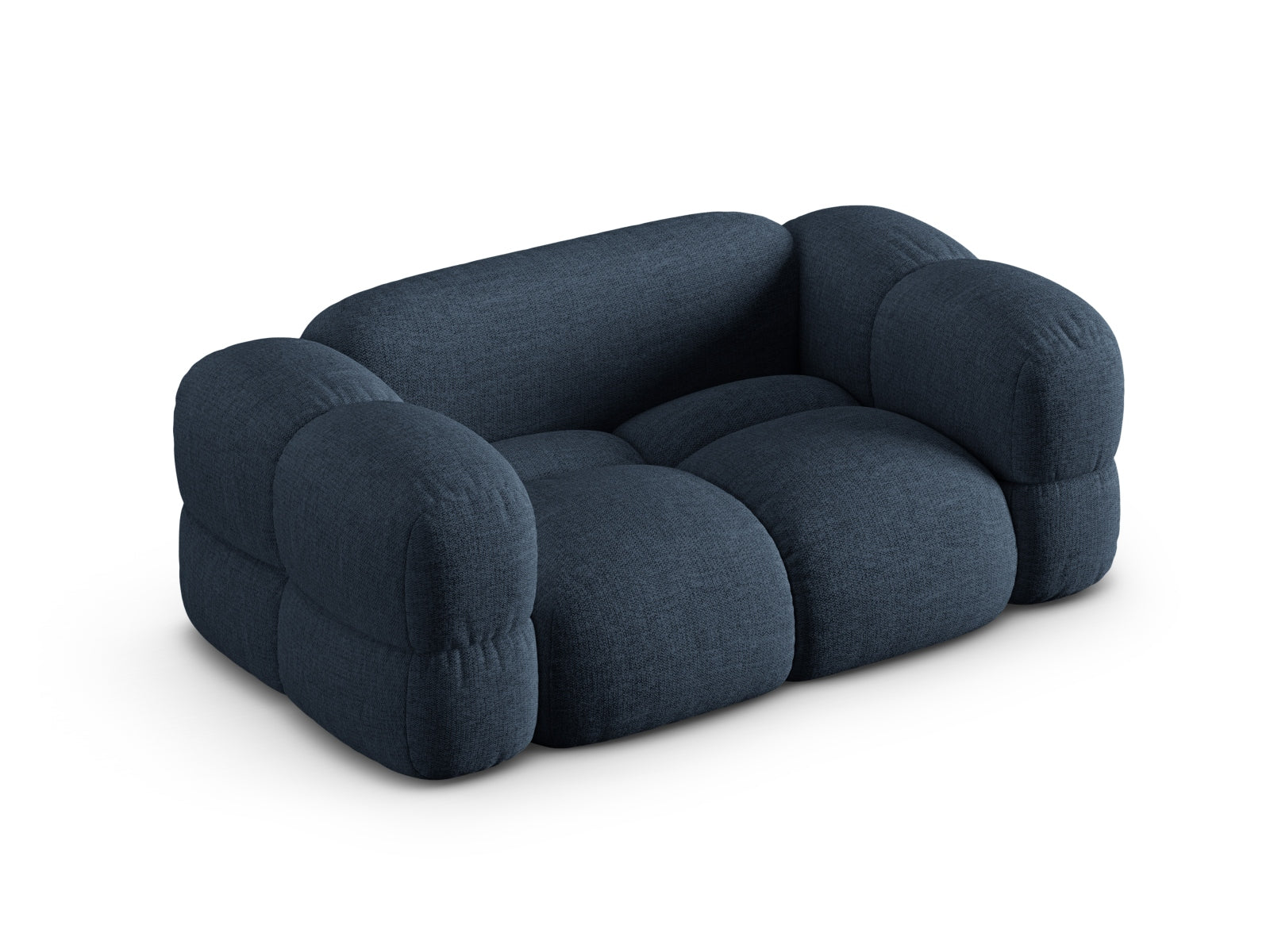 Elegantes 2-Sitzer Sofa Loretto in stilvollem Blau, ideal für entspannte Wohnräume, entworfen von Cosmopolitan Design.