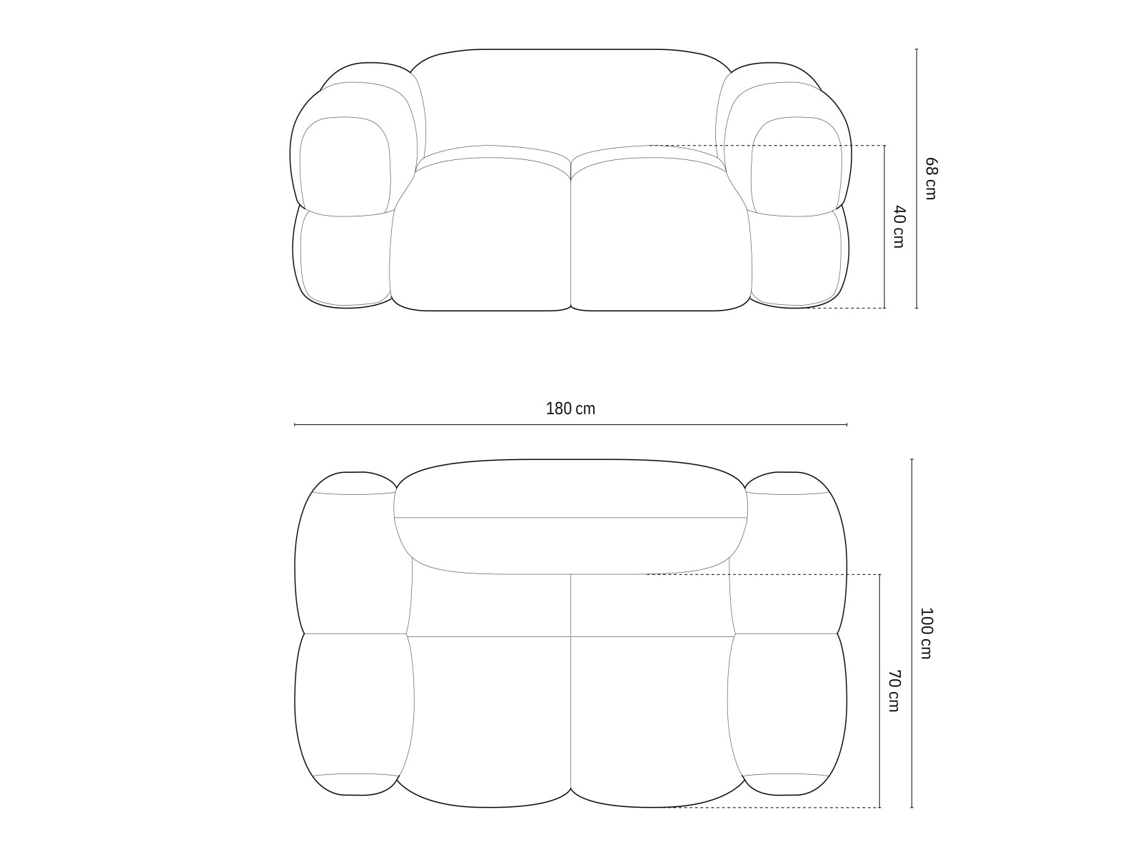 Stylisches 2-Sitzer Sofa Loretto in Grau, perfekt für zeitgemäße Einrichtungen, vereint Komfort und modernes Design.
