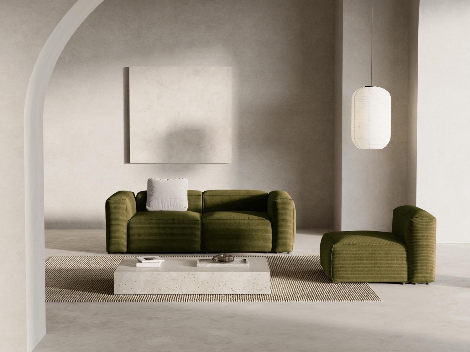 Entdecken Sie das elegante Bergamo Modular Sofa 2 Sitzer von Cosmopolitan Design – perfekt für zeitgemässe Wohnkonzepte und gemütliche Stunden!