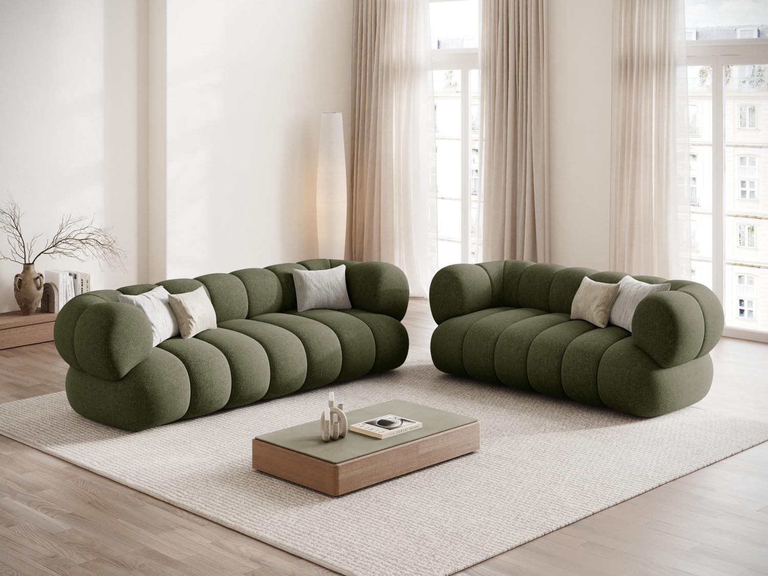 Elegantes Koge 2-Sitzer Sofa in der Farbe Green-Eden, ideal für stilvolle Wohnräume, präsentiert von Cosmopolitan Design.