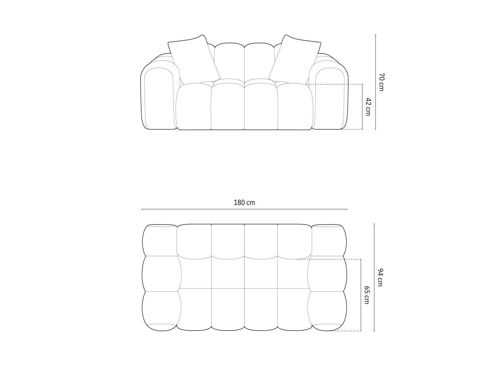 Modernes 2-Sitzer Sofa Treno in edlem Dunkelbeige, perfekt für stilvolle Wohnzimmer und gemütliche Sitzgelegenheiten.