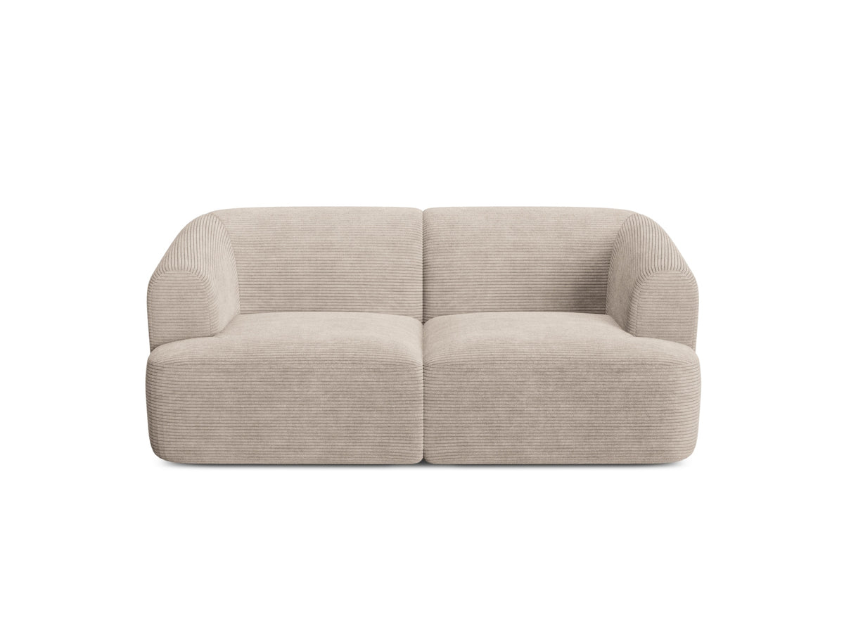 2-Sitzer Modular Sofa Campi mit Stoffbezug, weichen Polstern und schwarzen Kunststoffbeinen