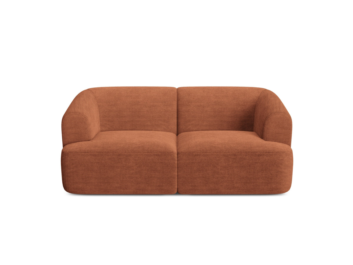 2-Sitzer Modular Sofa Campi mit Stoffbezug, weichen Polstern und schwarzen Kunststoffbeinen