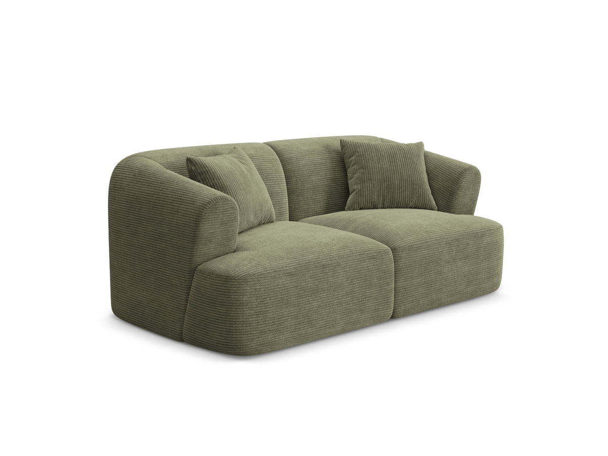 2-Sitzer Modular Sofa Campi mit Stoffbezug, weichen Polstern und schwarzen Kunststoffbeinen