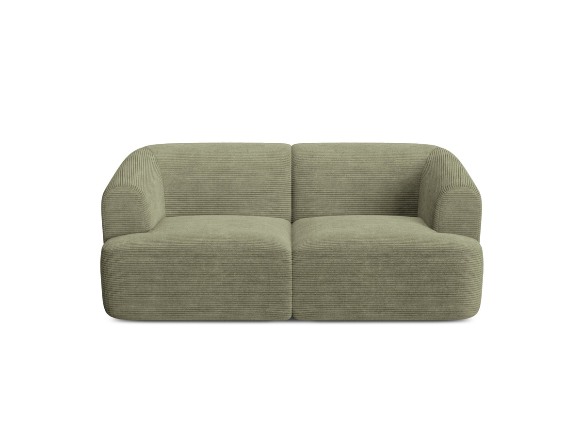 2-Sitzer Modular Sofa Campi mit Stoffbezug, weichen Polstern und schwarzen Kunststoffbeinen
