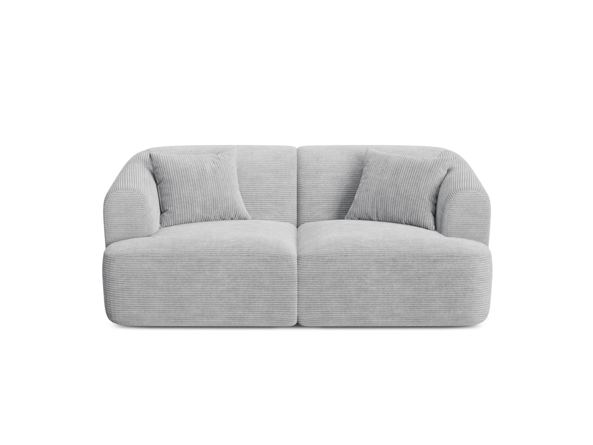 2-Sitzer Modular Sofa Campi mit Stoffbezug, weichen Polstern und schwarzen Kunststoffbeinen