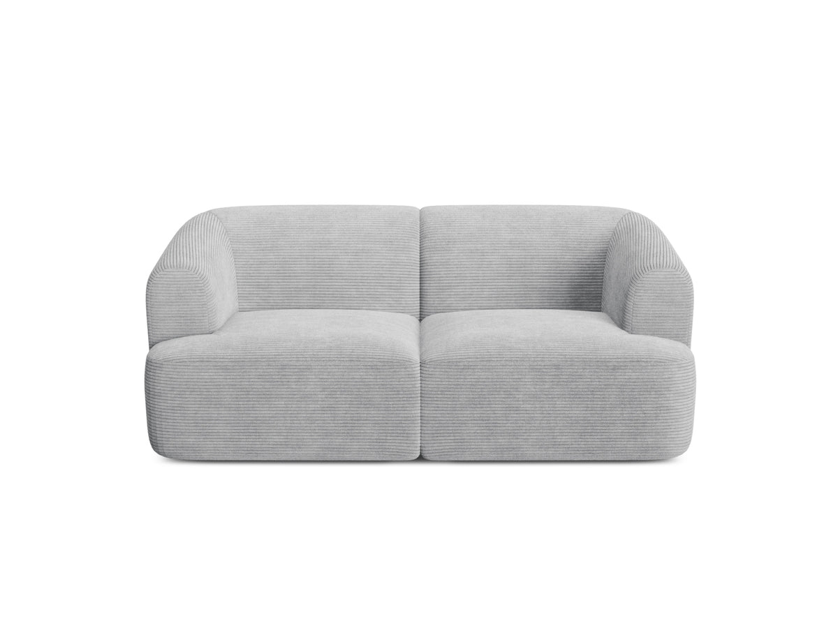 2-Sitzer Modular Sofa Campi mit Stoffbezug, weichen Polstern und schwarzen Kunststoffbeinen