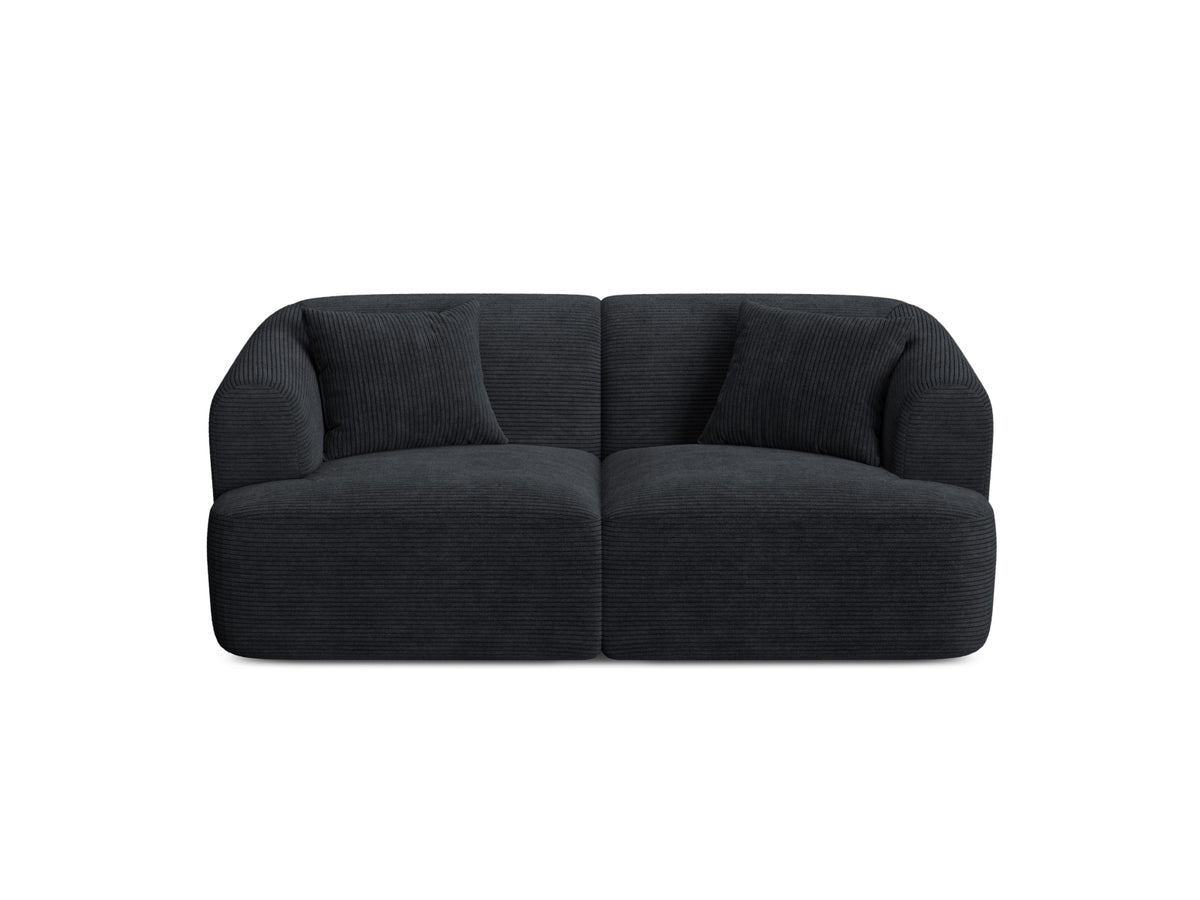2-Sitzer Modular Sofa Campi mit Stoffbezug, weichen Polstern und schwarzen Kunststoffbeinen