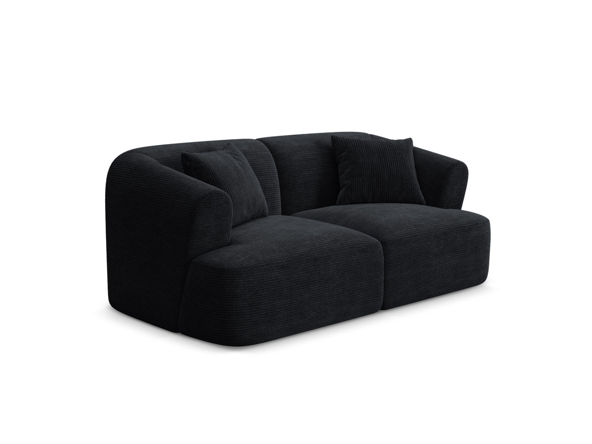 2-Sitzer Modular Sofa Campi mit Stoffbezug, weichen Polstern und schwarzen Kunststoffbeinen