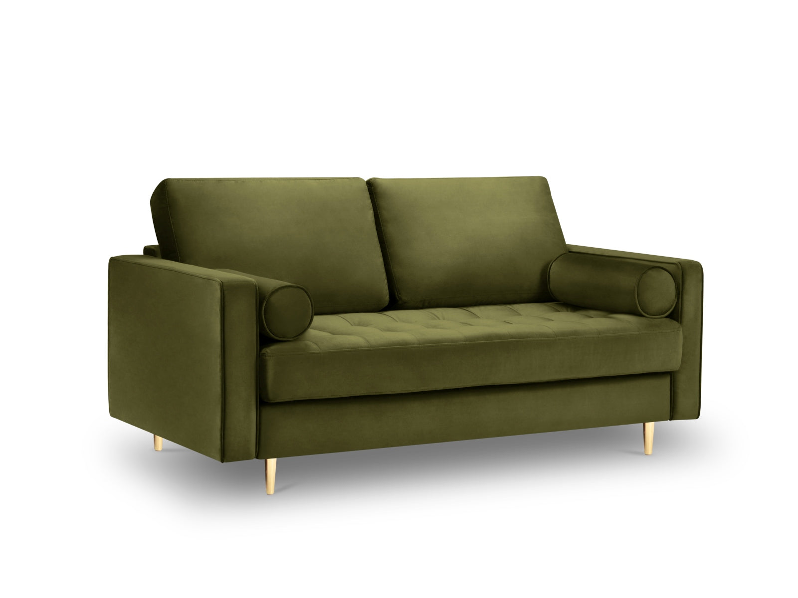 Elegantes 2-Sitzer Sofa Aspen in einem trendigen Grünton, ideal für stilvolle Wohnräume und entspannende Auszeiten.