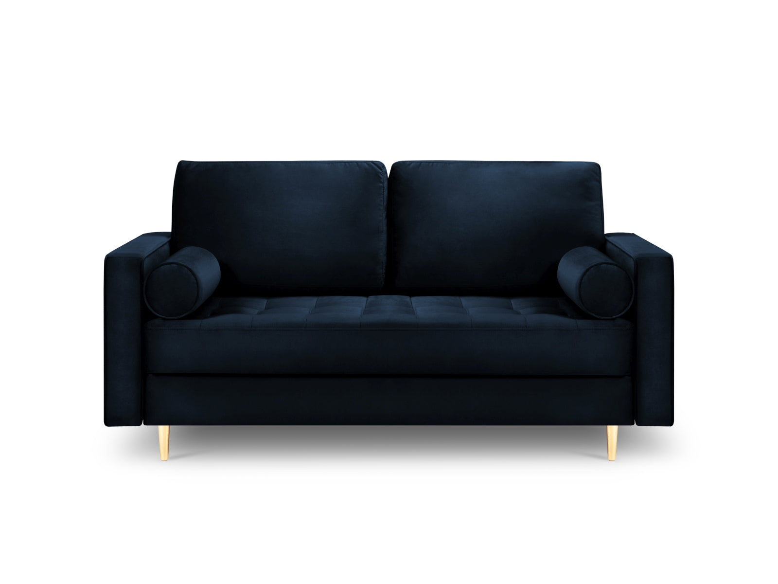 Stilvolles 2-Sitzer Sofa Aspen in Royalblau, perfekt für zeitgemäße Einrichtungen, bietet eine harmonische Kombination aus Eleganz und Bequemlichkeit.