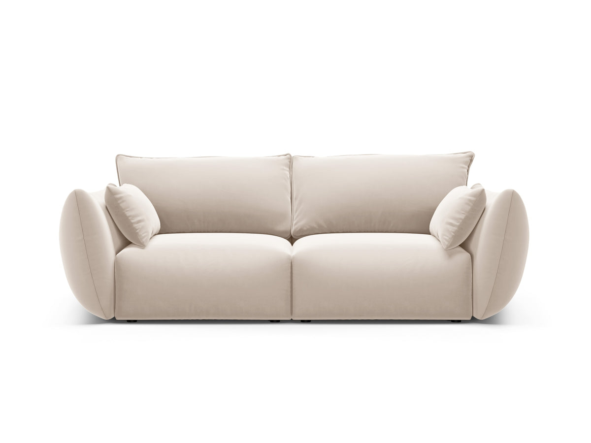 Zweisitzer Sofa Matera mit Stoffbezug, Holzrahmen und niedrigen schwarzen Beinen