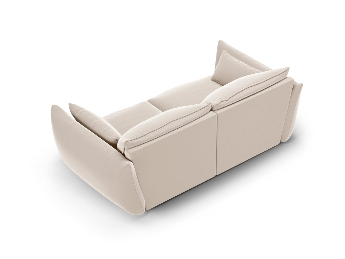 Zweisitzer Sofa Matera mit Stoffbezug, Holzrahmen und niedrigen schwarzen Beinen