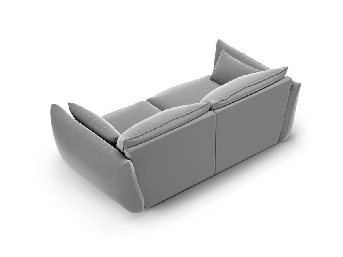 Zweisitzer Sofa Matera mit Stoffbezug, Holzrahmen und niedrigen schwarzen Beinen