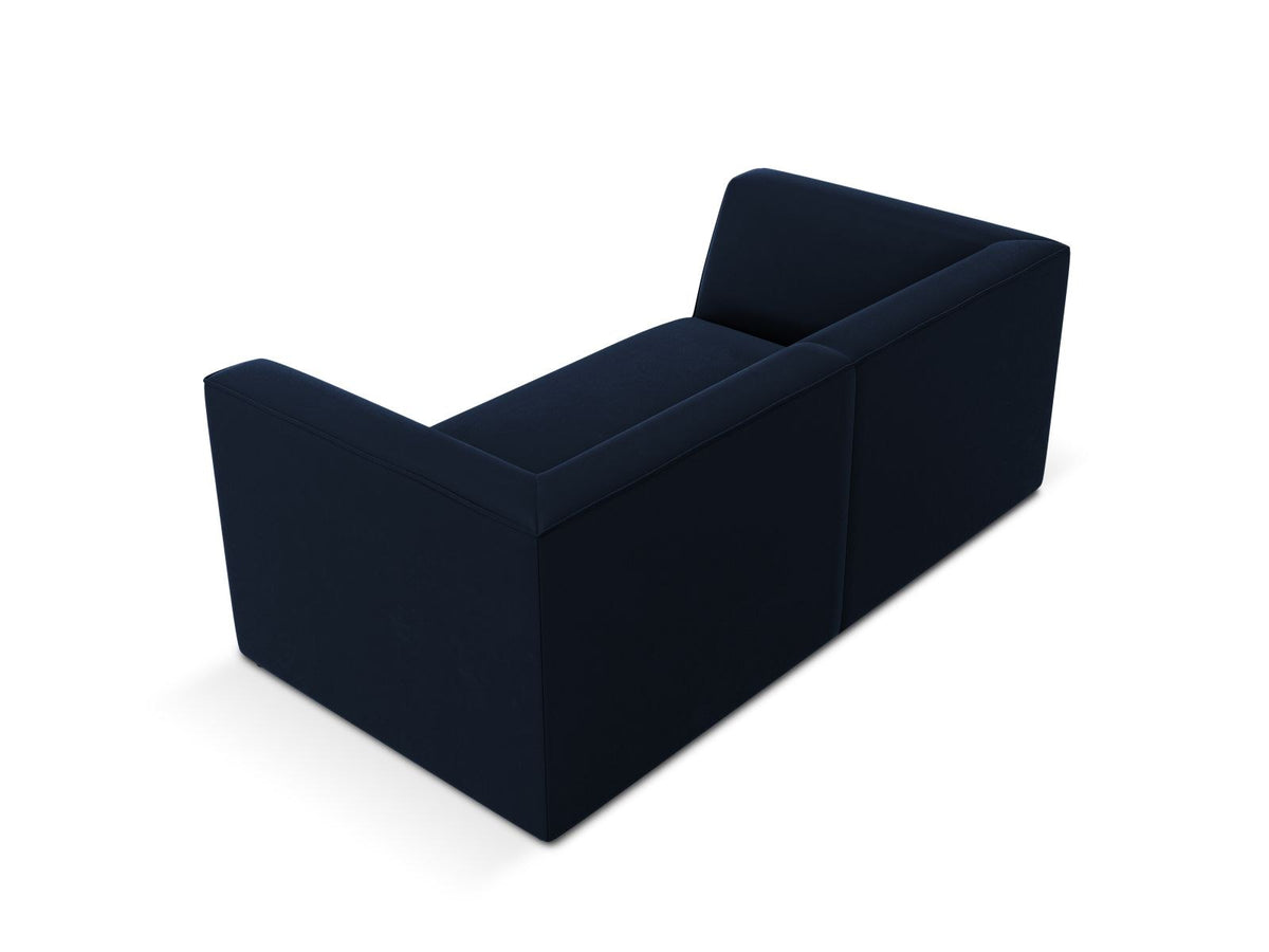 Zweisitzer-Sofa Siena in Beige-Salvador-Samt mit schwarzen Kunststoffbeinen, gepolsterter Sitzfläche und niedriger Rückenlehne, Frontansicht.