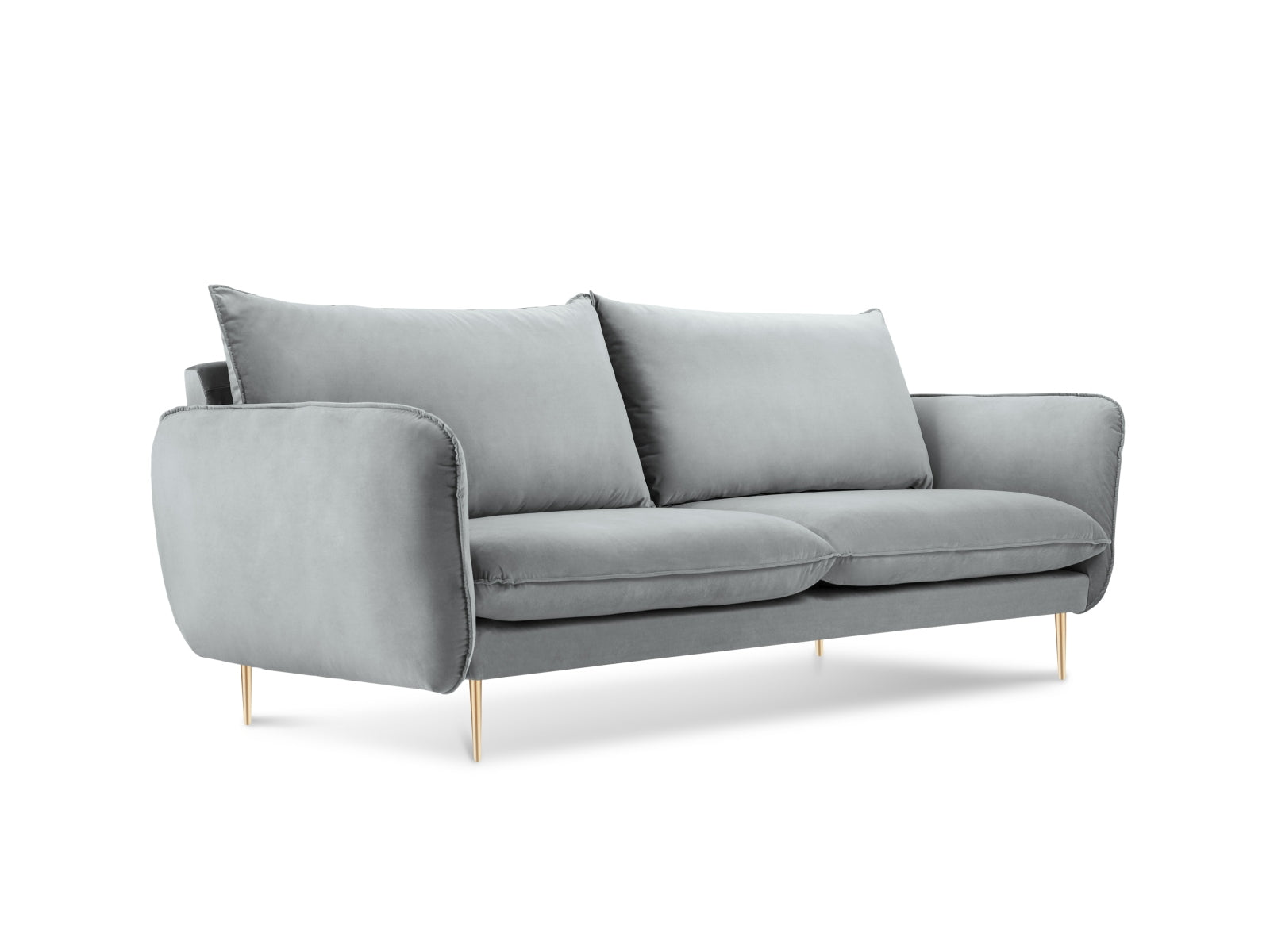 Vienna Velour Sofa 2 Sitzer 92cm in Light Grey/Gold präsentiert im Onlineshop von KAQTU Design AG. 2er Sofa ist von Cosmopolitan Design