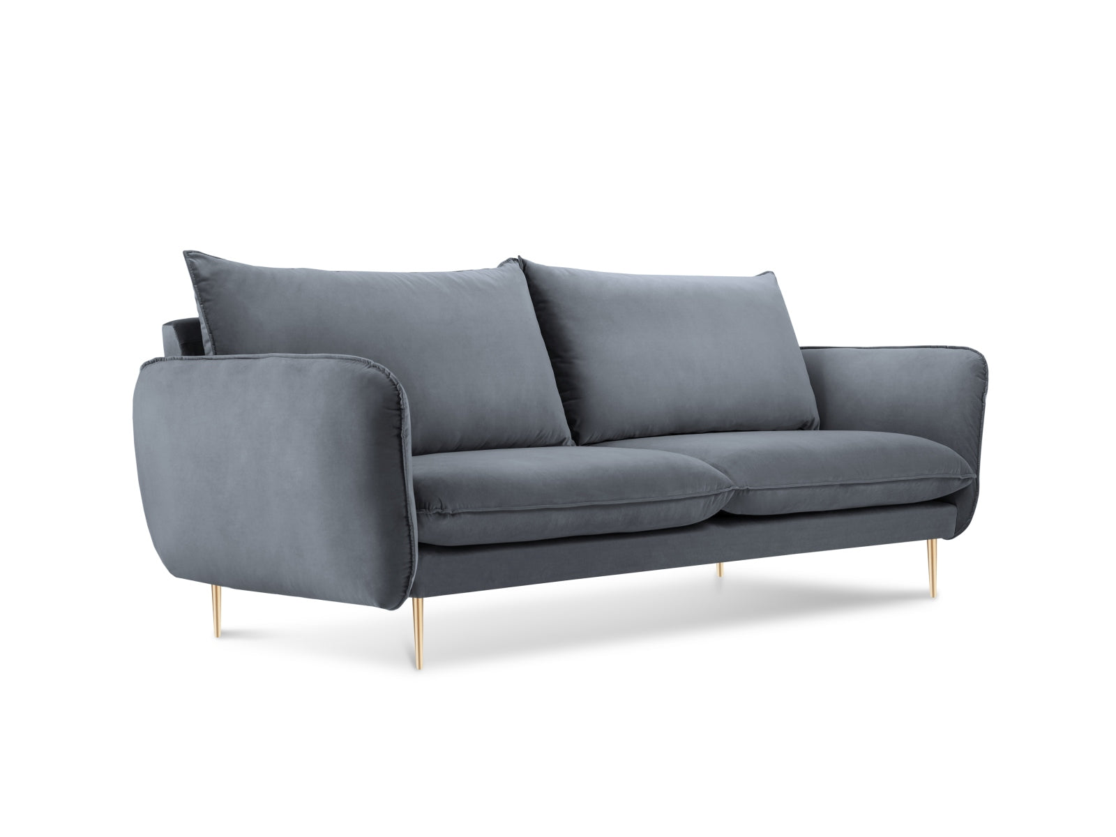 Vienna Velour Sofa 2 Sitzer 92cm in Blue Grey/Gold präsentiert im Onlineshop von KAQTU Design AG. 2er Sofa ist von Cosmopolitan Design